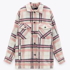 Zara Pink and Grey Plaid Shacket